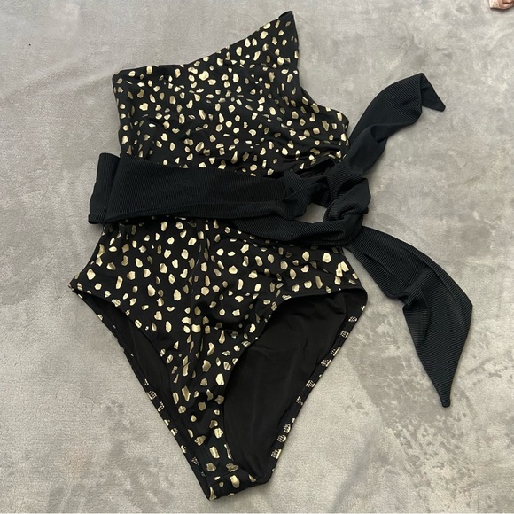 New! Beach Riot Carlie metallic dotted leopard side tie swimsuit 24252 - Picture 8 of 13